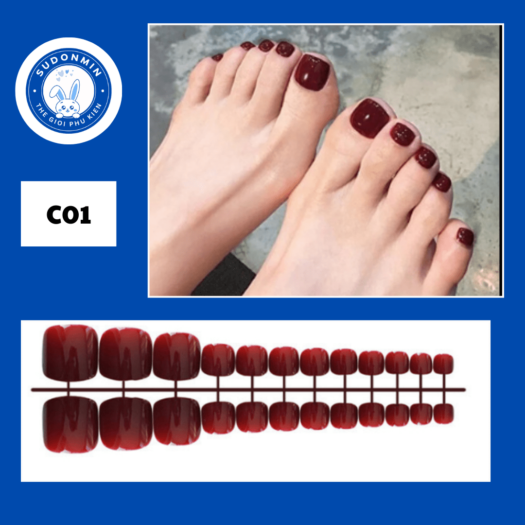 Móng Chân Giả Trơn 24 Móng Kèm Keo