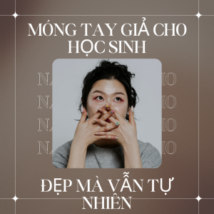 Bộ móng tay giả nhẹ nhàng cho học sinh với tông nude, hồng nhạt và họa tiết tối giản, giữ vẻ tự nhiên